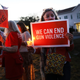 Dozens of people attend a vigil remembering the 59 people killed in shooting in Las Vegas and calling for action against guns on Oct. 4, 2017, in Newtown, Conn.